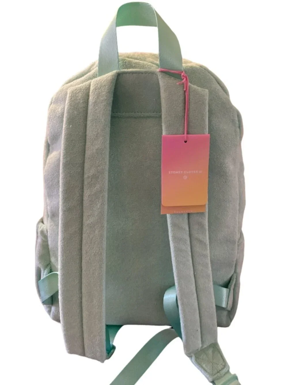 Stoney Clover Lane Terry Cloth Embossed Backpack Light Mint Green new